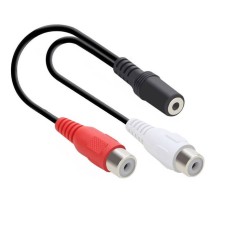 Super Short Gold Plated 3.5 Stereo female to 2 RCA female Y cable / Split Cable
