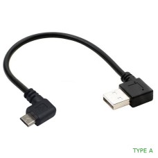 Super Short Right Angle USB A Male to Right Angle Micro USB Male Adapter Cable (USB-A to Micro USB Extension Cord)