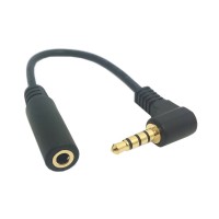 Super Short 90 degree Angled 3.5mm 4-pole Male to Female Cable Adapter