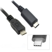 1 meter (3-feet) USB 3.1 Type C Male to Micro USB 2.0 Male Cable Assembly / Jumper / Feeder