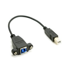 Super Short Panel Mount USB 3.0 Type-B Female to USB 2.0 Type-B Male Extender Cable / Converter