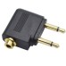Angled Airplane Headphone Adapter (Twin 3.5mm Mono Plug) to 3.5mm Stereo Jack for Headphones Angled Airplane Headphone Adapter (Twin 3.5mm Mono Plug) to 3.5mm Stereo Jack for Headphones