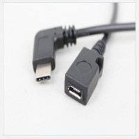USB Micro Female to Right Angle USB Type-C (USB 3.1 / USB-C) Male Adapter Cable / Charger Cable