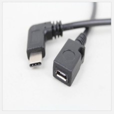 USB Micro Female to Right Angle USB Type-C (USB 3.1 / USB-C) Male Adapter Cable / Charger Cable
