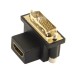 90 Degree Down Angled DVI Male to HDMI Female Adapter for Computer & HDTV