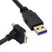 Up / Down / Left / Right Angled Micro USB 3.0 Cable, Panel Mount Screw Hole Flange – USB Type A Male to Micro B Male for Industrial Cameras, Photography, Data Transfer