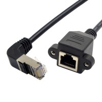 Down Angled 90 Degree Panel Mount 8P8C FTP STP UTP Cat 5e Male to Female Lan Ethernet Network Cable