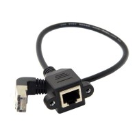 Up Angled 90 Degree Panel Mount 8P8C FTP STP UTP Cat 5e Male to Female Lan Ethernet Network Cable