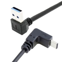 Angled USB-C Male to Up Angled (or Down-Angled) USB 3.0 Male Data Cable for Computer & Smartphones Angled USB-C Male to Up Angled (or Down-Angled) USB 3.0 Male Data Cable for Computer & Smartphones