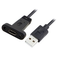 Super Short Panel Mount USB-C Female to USB-A Male Extension Cable / Adapter Cable Super Short Panel Mount USB-C Female to USB-A Male Extension Cable / Adapter Cable