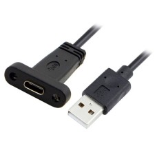 Super Short Panel Mount USB-C Female to USB-A Male Extension Cable / Adapter Cable Super Short Panel Mount USB-C Female to USB-A Male Extension Cable / Adapter Cable
