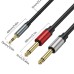 3.5mm 1/8" Aux Stereo Audio (TRS) Male to Dual 1/4 Inch 6.35mm Mono TS Male Y Splitter Cable