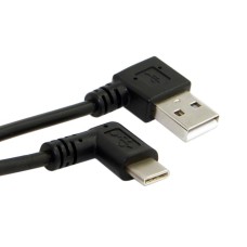 Coil Retractable Dual Angled USB Type-A to USB Type-C Extension Cable for Smartphone Charger / Data