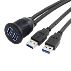 Boat / Motorcycle / Car Dual USB AUX Flush Mount Waterproof Extension Dash Panel Cable