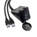 Boat / Motorcycle / Car Dual USB AUX Flush Mount Waterproof Extension Dash Panel Cable
