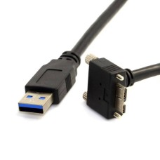 Super Long 5M / 16 feet 90 Degree Right Angle Micro USB 3.0 (Micro-B) Panel Mount for Industrial Cameras