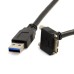 Up / Down / Left / Right Angled Micro USB 3.0 Cable, Panel Mount Screw Hole Flange – USB Type A Male to Micro B Male for Industrial Cameras, Photography, Data Transfer