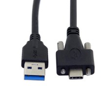 USB 3.0 Type-A (USB-A) to Panel Mount USB Type-C (USB-C) Male Cable 
