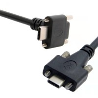 Right Angle USB 3.1 Type-C (USB-C) to USB-C Male Double Panel Mount Cable for HDD / USB Devices Right Angle USB 3.1 Type-C (USB-C) to USB-C Male Double Panel Mount Cable for HDD / USB Devices