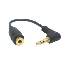 Super Short 90 degree Angled 3-pole 3.5mm Audio Aux Male to Female Cable Adapter