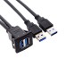 1M / 3.3ft Waterproof Dual USB 3.0 Extension Latch Mount Car AUX Cable for Dashboard Panel