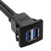 1M / 3.3ft Waterproof Dual USB 3.0 Extension Latch Mount Car AUX Cable for Dashboard Panel