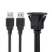 1M / 3.3ft Waterproof Dual USB 3.0 Extension Latch Mount Car AUX Cable for Dashboard Panel
