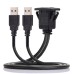 1M / 3.3ft Waterproof Dual USB 3.0 Extension Latch Mount Car AUX Cable for Dashboard Panel