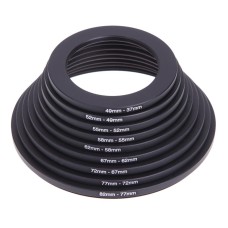 Filter Ring Adapter 9pcs 82mm 77mm 72mm 67mm 62mm 58mm 55mm 52mm 49mm 37mm Step Down Adapters Filter Ring Adapter 9pcs 82mm 77mm 72mm 67mm 62mm 58mm 55mm 52mm 49mm 37mm Step Down Adapters