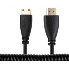 6.6ft 2M Long Curl Spring / Coiled Retractable / Stretchable Mini HDMI Male to HDMI Female Cable