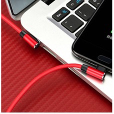 Super Short Nylon Braided Dual Right Angle Micro USB Smartphone Charge Cable