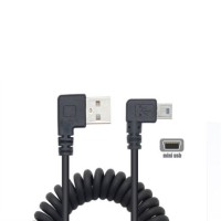 Retractable Coil Right Angle USB A Male to Right Angle Mini USB Cable / Cord for Smartphones Retractable Coil Right Angle USB A Male to Right Angle Mini USB Cable / Cord for Smartphones