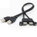 Dual USB A Male to Parallel Dual Panel Bulkhead Mount USB A Female Extension Cable Dual USB A Male to Parallel Dual Panel Bulkhead Mount USB A Female Extension Cable