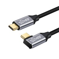 Right Angle USB-C Male to USB-C Male Extender Cable (10Gbps 100W) Right Angle USB-C Male to USB-C Male Extender Cable (10Gbps 100W)
