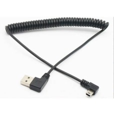 Dual 90 degree Right Angle USB Mini Coiled Stretch / Curl Spring Retractable Cable