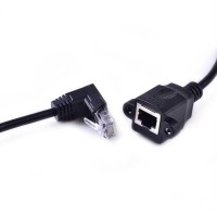 Right Angle 90 Degree Panel Mount 8P8C FTP STP UTP Cat 6e Male to Female LAN Ethernet Network Cable