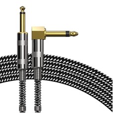 Mono 6.35mm 1/4" inch TS Right Angle Male to Straight Male Guitar / Music Instrument Cable Mono 6.35mm 1/4" inch TS Right Angle Male to Straight Male Guitar / Music Instrument Cable