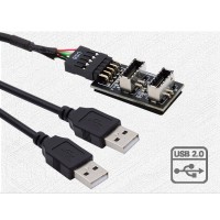 Dual USB 3.1 Front Panel Socket Key-A Type-E to USB 2.0 A 9Pin 10Pin Mainboard Header Male Cable