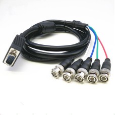 VGA to BNC Adapter Cable, HD15 VGA to 5 BNC RGBHV Male Coaxial High Resolution for HDTV Monitor Cable 