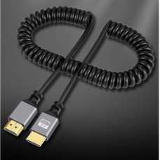 HDMI 2.0 Type A Male to HDMI Type A male Long Curl Spring / Coiled Retractable / Stretchable Extension Cable HDMI 2.0 Type A Male to HDMI Type A male Long Curl Spring / Coiled Retractable / Stretchable Extension Cable
