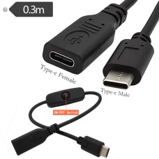 Short USB-C Power Switch Extension Cable | DIY 5V 2A Max USB Type C male to female with On/Off Control Switch / Sync Blocker Short USB-C Power Switch Extension Cable | DIY 5V 2A Max USB Type C male to female with On/Off Control Switch / Sync Blocker