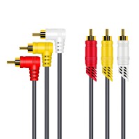 Right Angle 3 RCA Composite Video male to male Extender Cable for Home Theater, HDTV, Amplifiers, Hi-Fi Systems