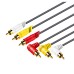 Right Angle 3 RCA Composite Video male to male Extender Cable for Home Theater, HDTV, Amplifiers, Hi-Fi Systems