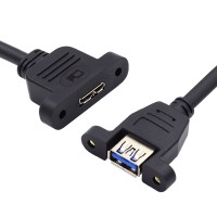 Panel Mount Screw-Lock USB 3.0 Micro Socket to Panel Mount USB-A Female Enclosure Internal Cable Panel Mount Screw-Lock USB 3.0 Micro Socket to Panel Mount USB-A Female Enclosure Internal Cable