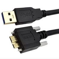 USB 3.0 Micro-B Screw-Locking Panel Mount Feeder Cable for Data Transmission and Charging USB 3.0 Micro-B Screw-Locking Panel Mount Feeder Cable for Data Transmission and Charging