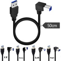 USB 3.0 Right Angle USB-B Male to USB-A Male Extension Cable for Printer / Hard Disk / Scanner USB 3.0 Right Angle USB-B Male to USB-A Male Extension Cable for Printer / Hard Disk / Scanner