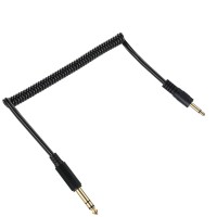 Spiral Coil Retractable Stereo 6.35mm 1/4" to Mono 3.5mm 1/8" Male to Male Audio Cable Spiral Coil Retractable Stereo 6.35mm 1/4" to Mono 3.5mm 1/8" Male to Male Audio Cable