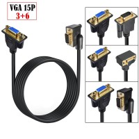 90-Degree Right-Angled DB-15 VGA Male to Female Straight Thru Cable 90-Degree Right-Angled DB-15 VGA Male to Female Straight Thru Cable