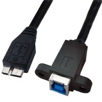 Panel Mount USB 3.0 Type-B to USB 3.0 Micro-B Cable Panel Mount USB 3.0 Type-B to USB 3.0 Micro-B Cable