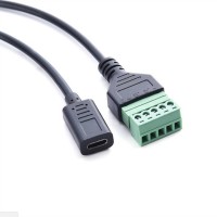 USB-C Jack to 5 Pin / Way Terminal Block, Pluggable Type Adaptor Cable USB-C Jack to 5 Pin / Way Terminal Block, Pluggable Type Adaptor Cable